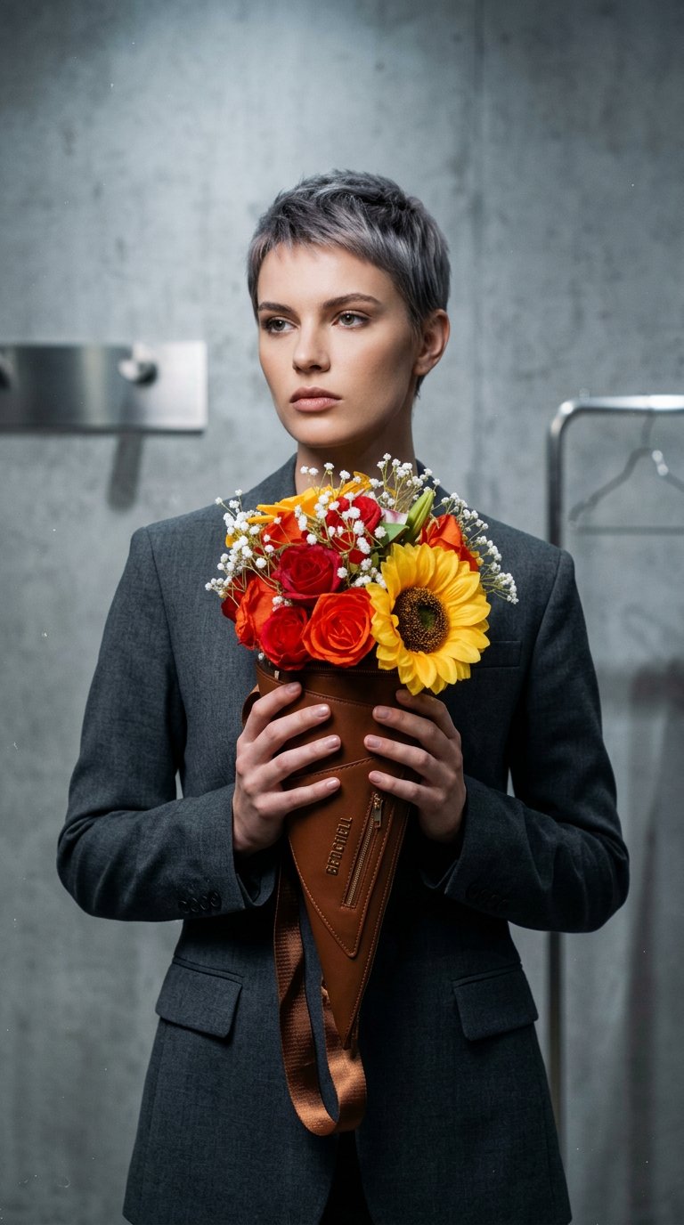 AI product shot of Berchell Bouquet Bag - Cocoa & Sunflower