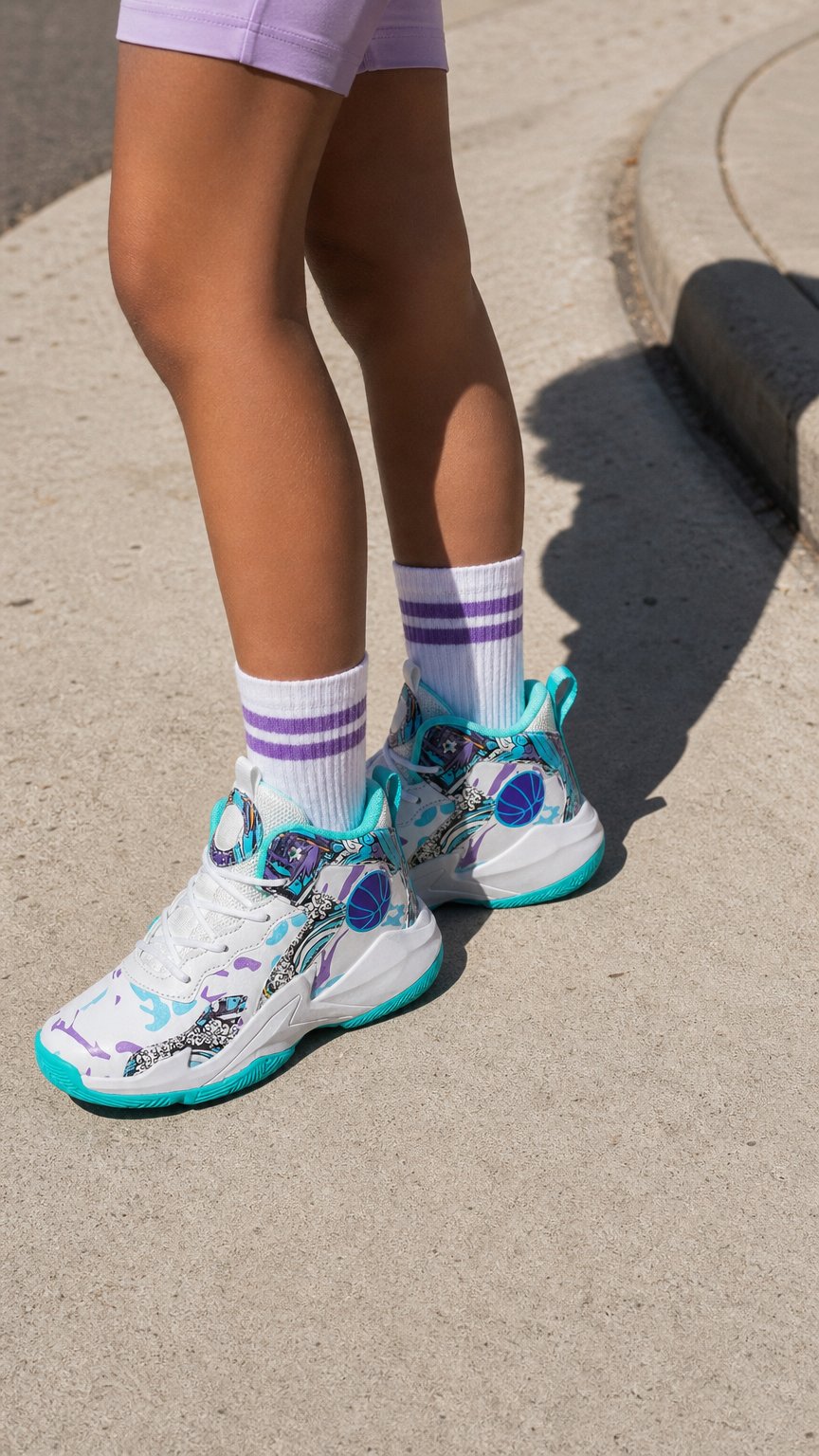 AI product shot of Kids High-Top Basketball Sneakers Graffiti