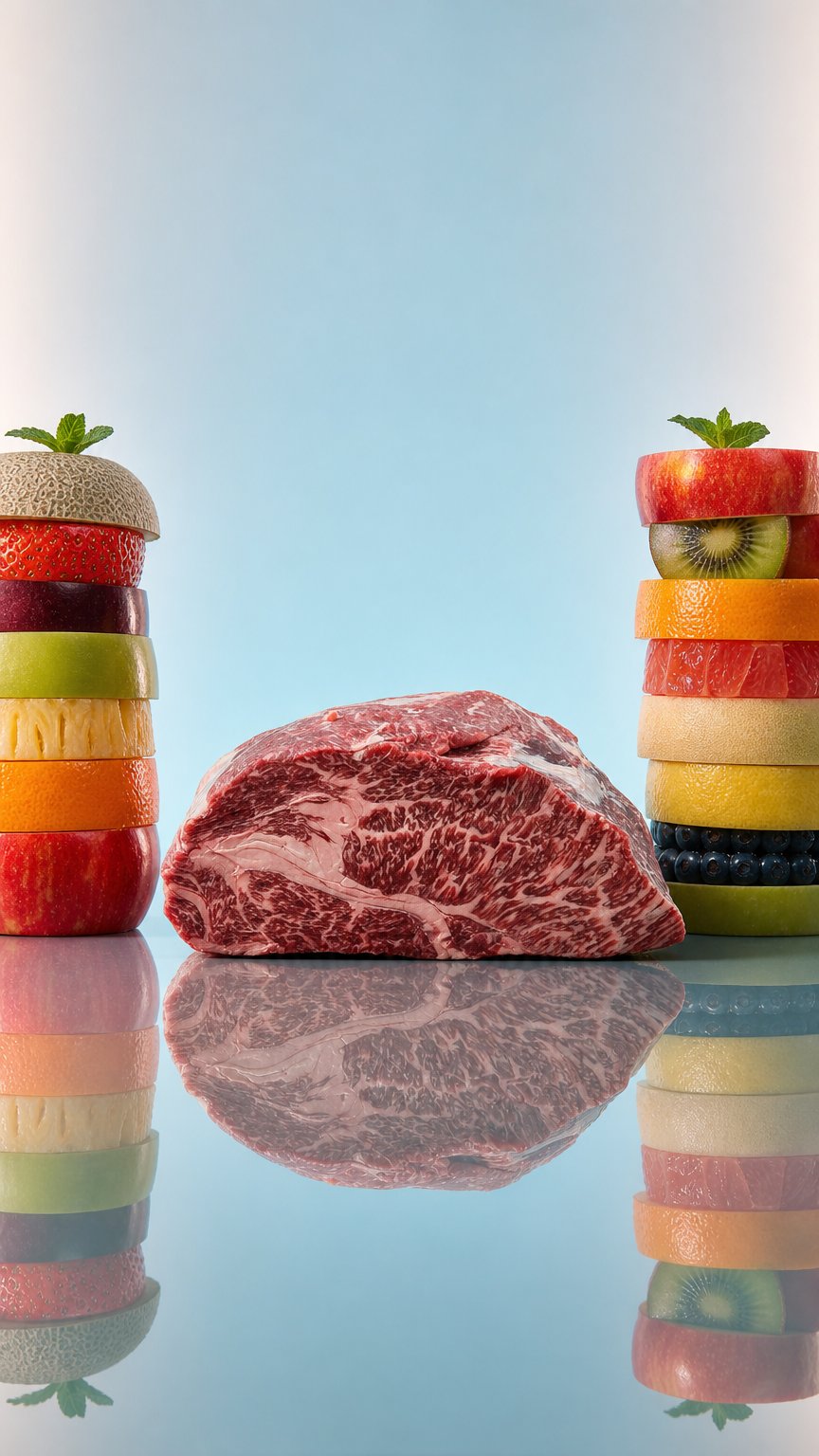 AI product shot of Wagyu rundernek Uruguay