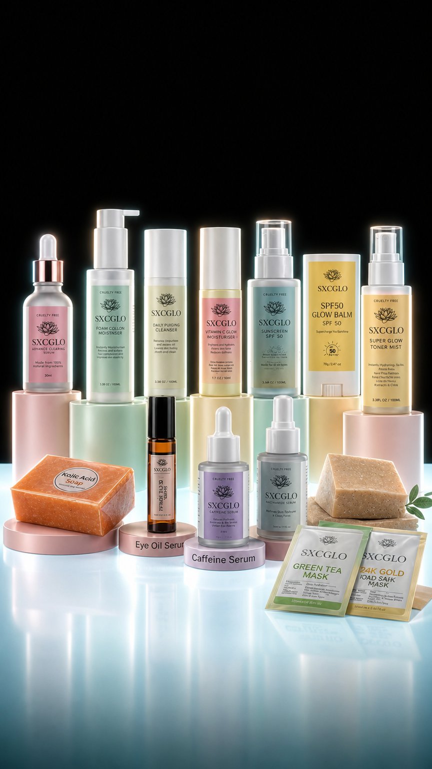 AI product shot of Glow Complete Skincare Bundle