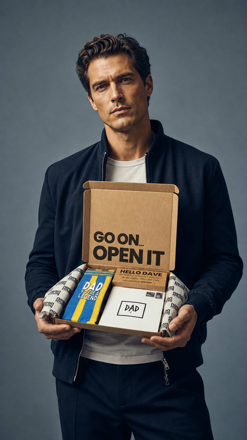 AI product shot of Dad sock gift box