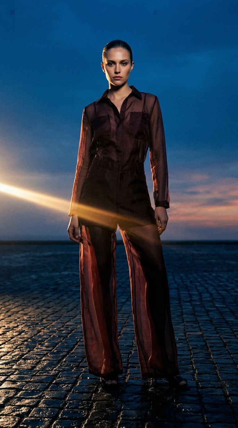 AI product shot of FEDERICA TOSI Organza Wide leg Pants