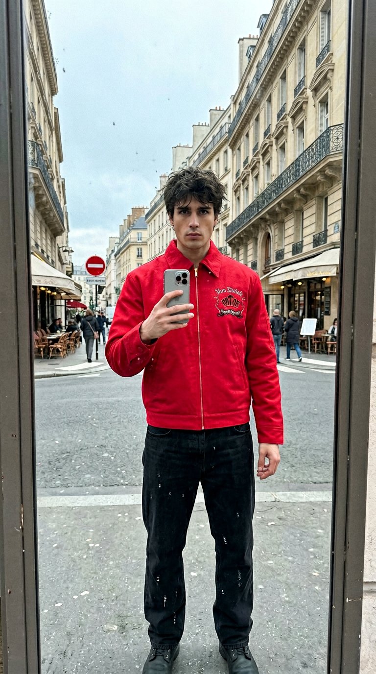 AI product shot of Vintage & Classic Gas Station Jacket - Red