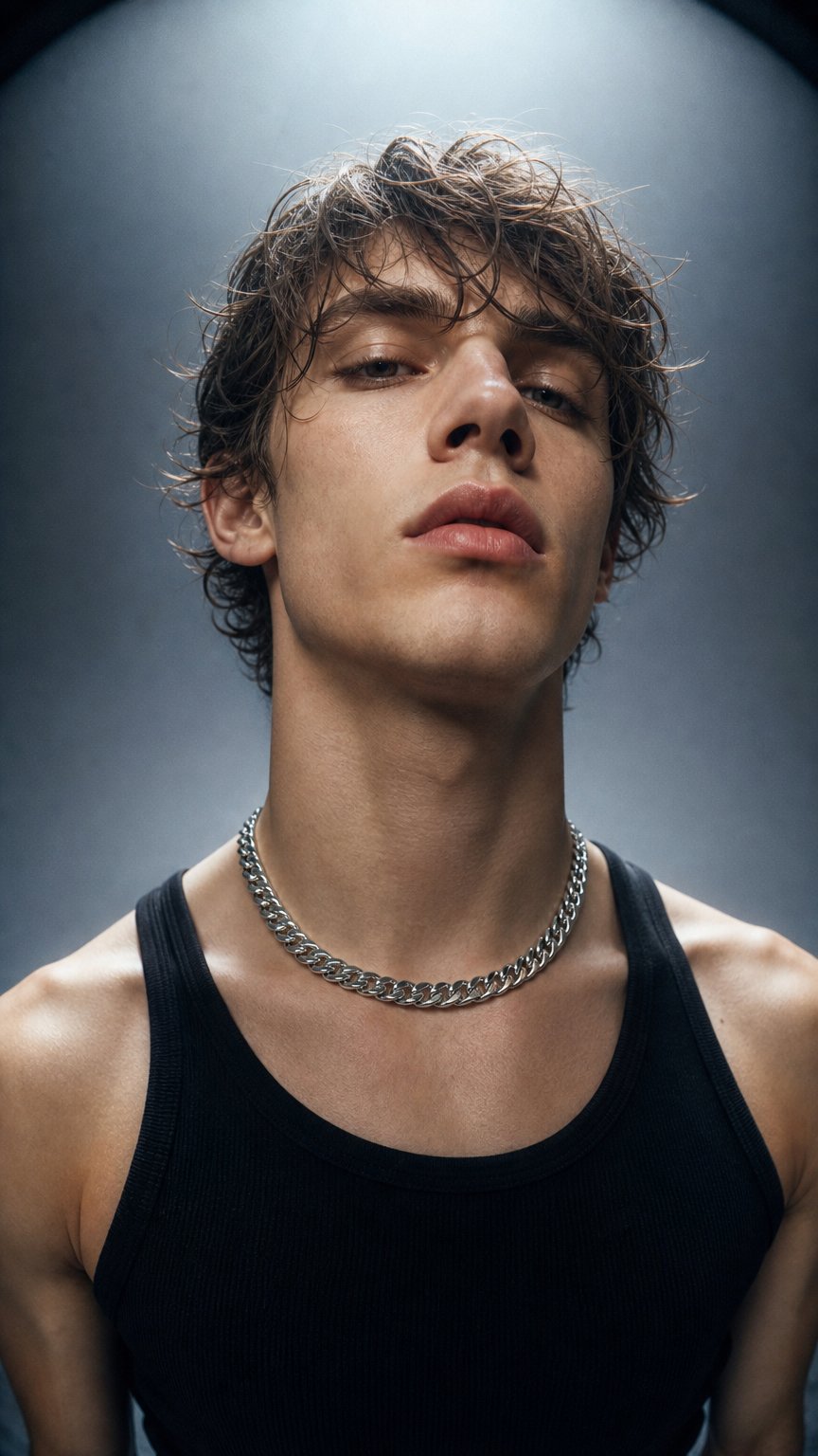 AI product shot of SILVER HEAVY CHAIN NECKLACE