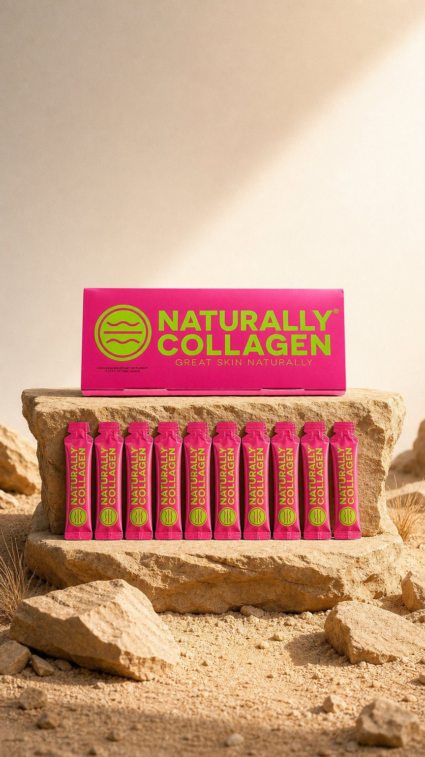 AI product shot of Naturally Collagen® Premium Peptan® Liquid Marine Collagen – Natural Tropical Flavour