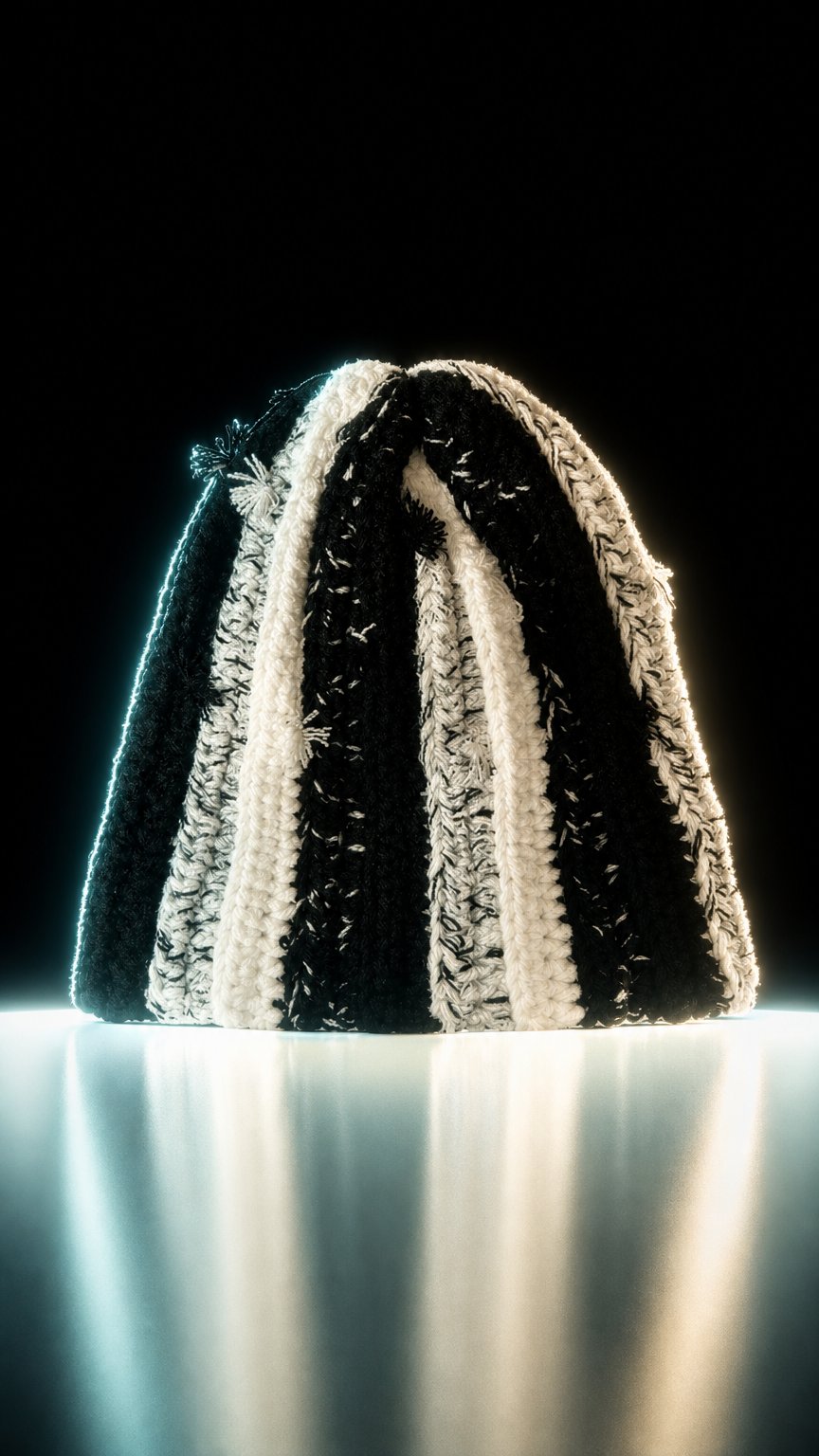 AI product shot of Noir Knitted Beanie