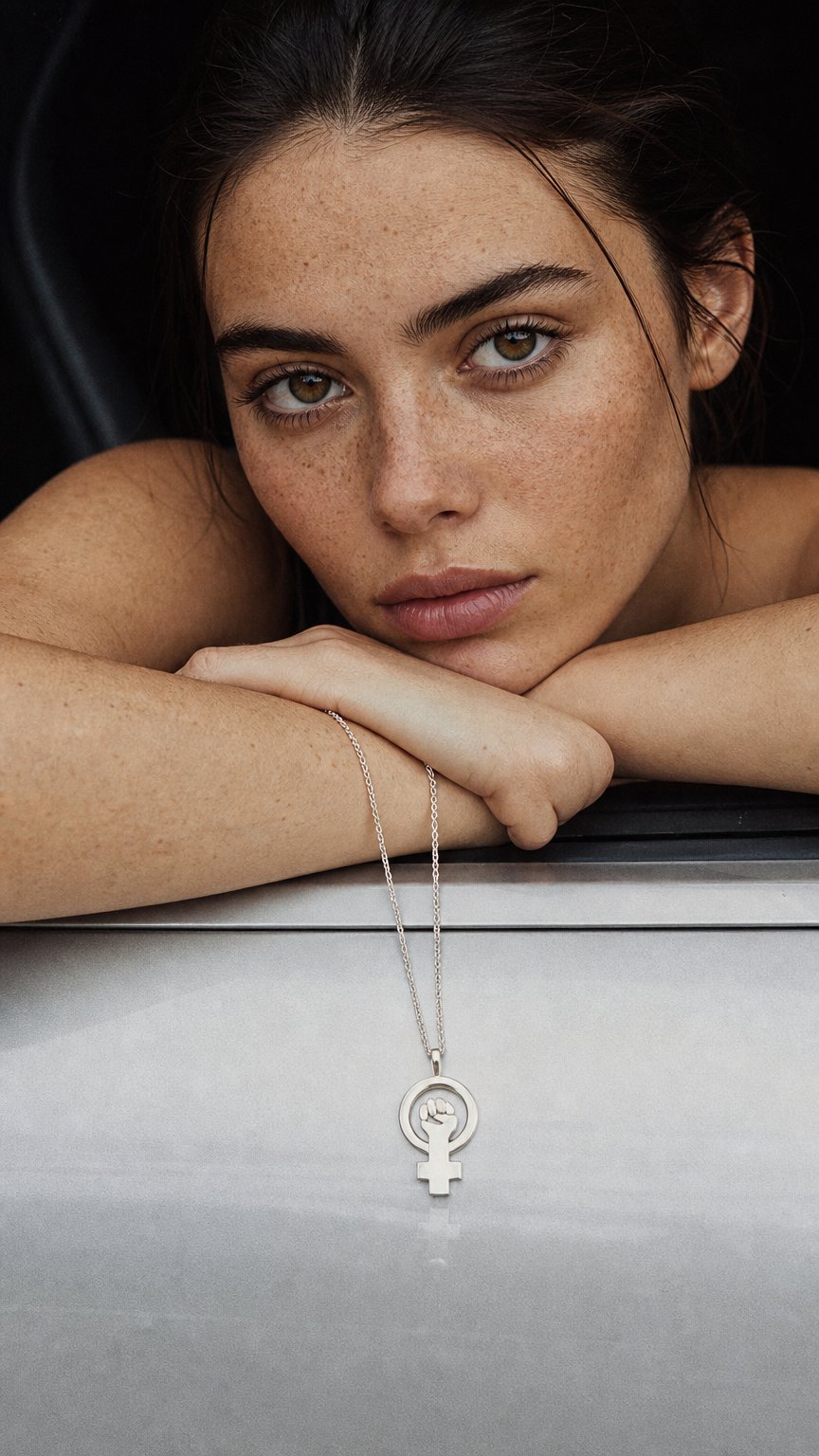 AI product shot of Feminist Symbol Pendant