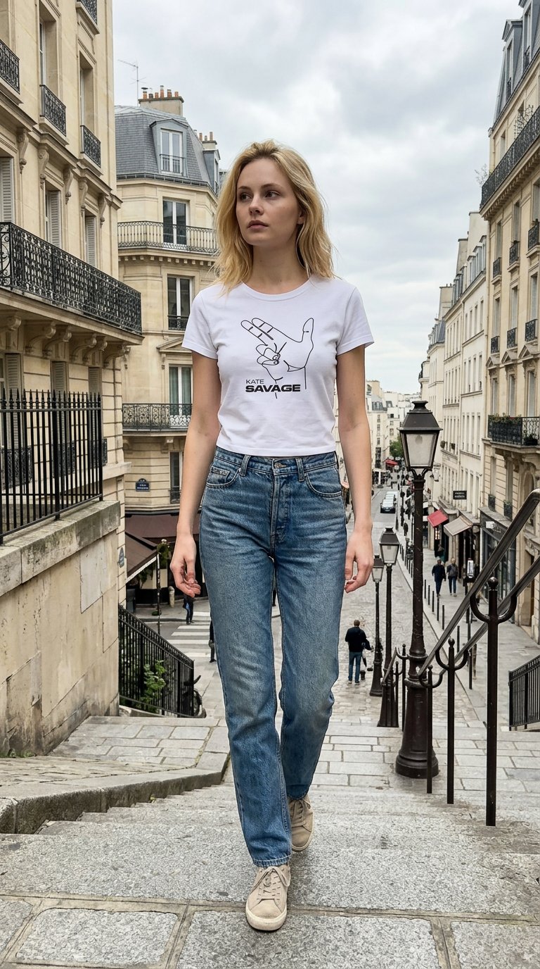 AI product shot of Savage Gunfingers – Crop Tee