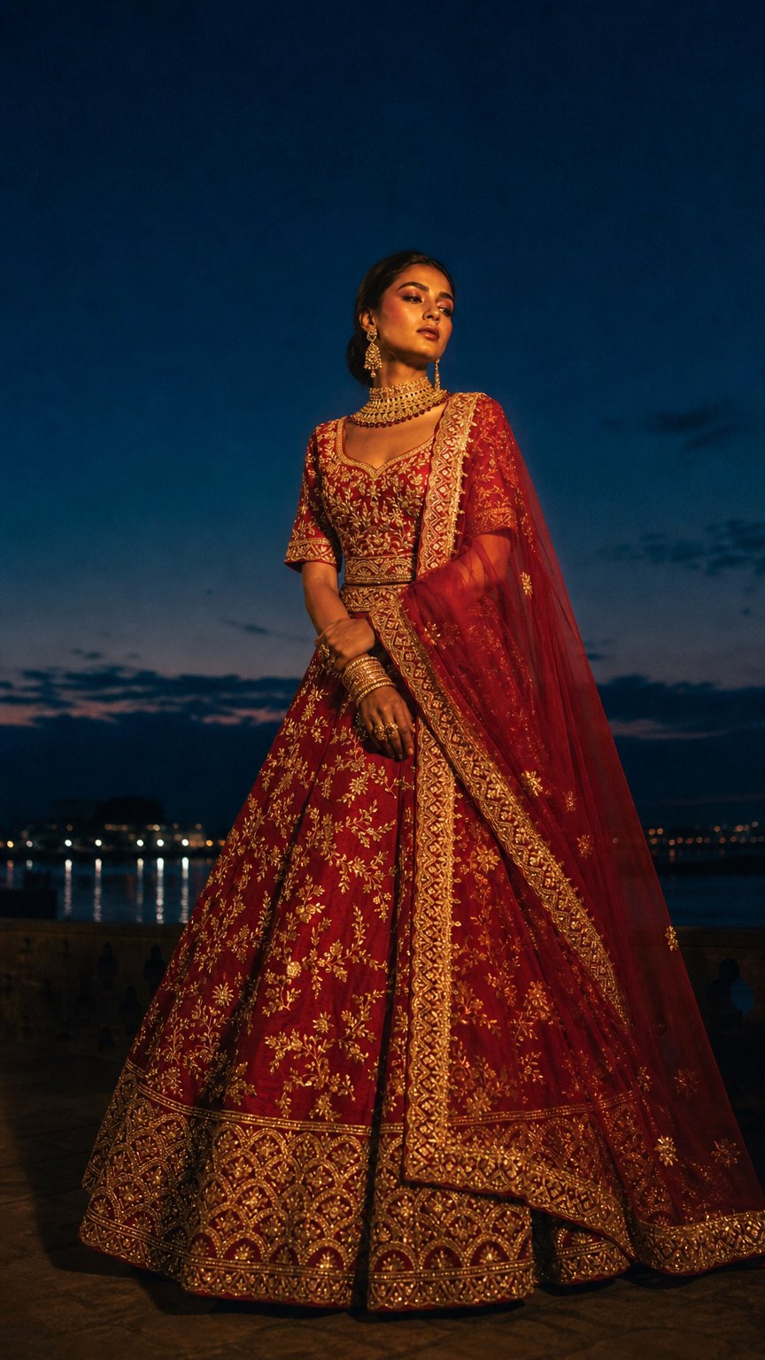 AI product shot of KAHANI Bridal Lehenga Set