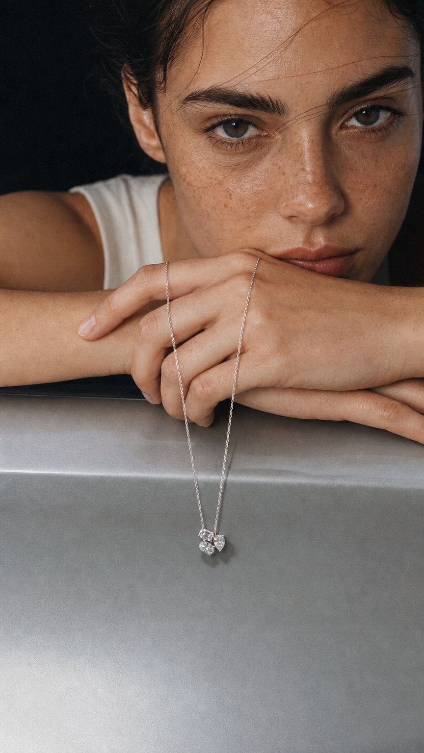 AI product shot of 3 Stone Necklace