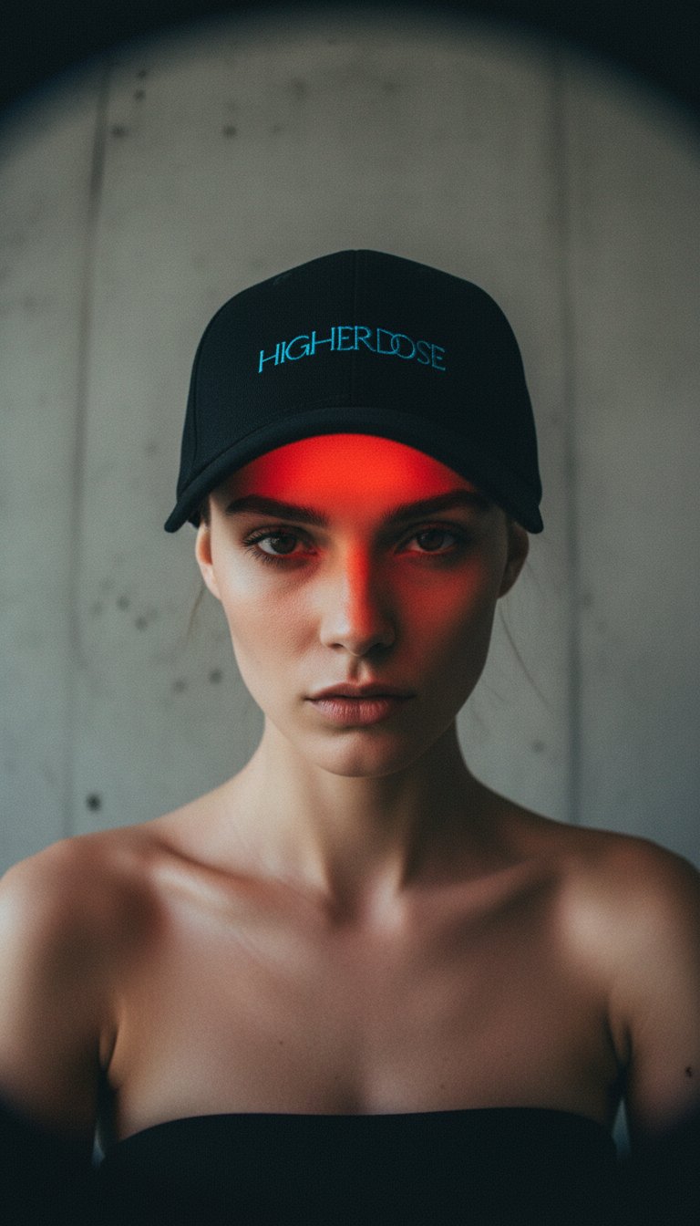 AI product shot of Red Light Hat
