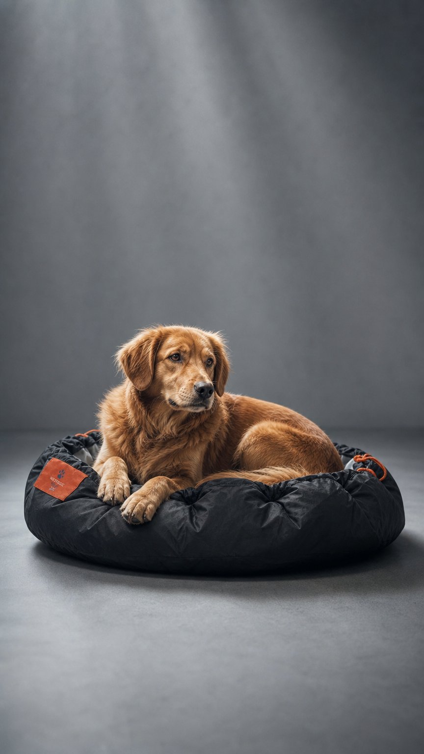 AI product shot of Medium Travel Dog Bed | Black & Grey