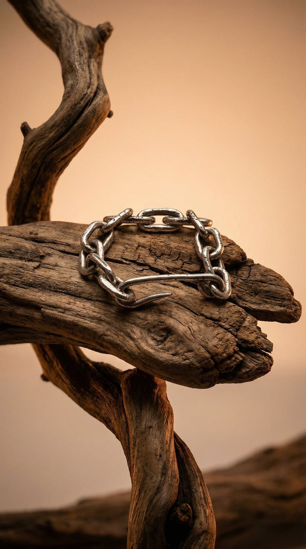 AI product shot of Armband "Hooked" massives Sterling Silber