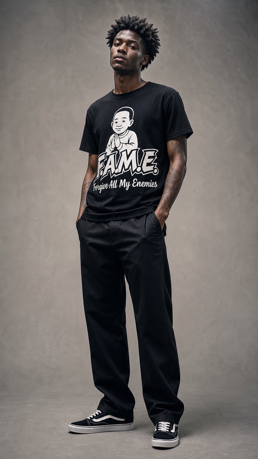 AI product shot of F.A.M.E Signature Tee
