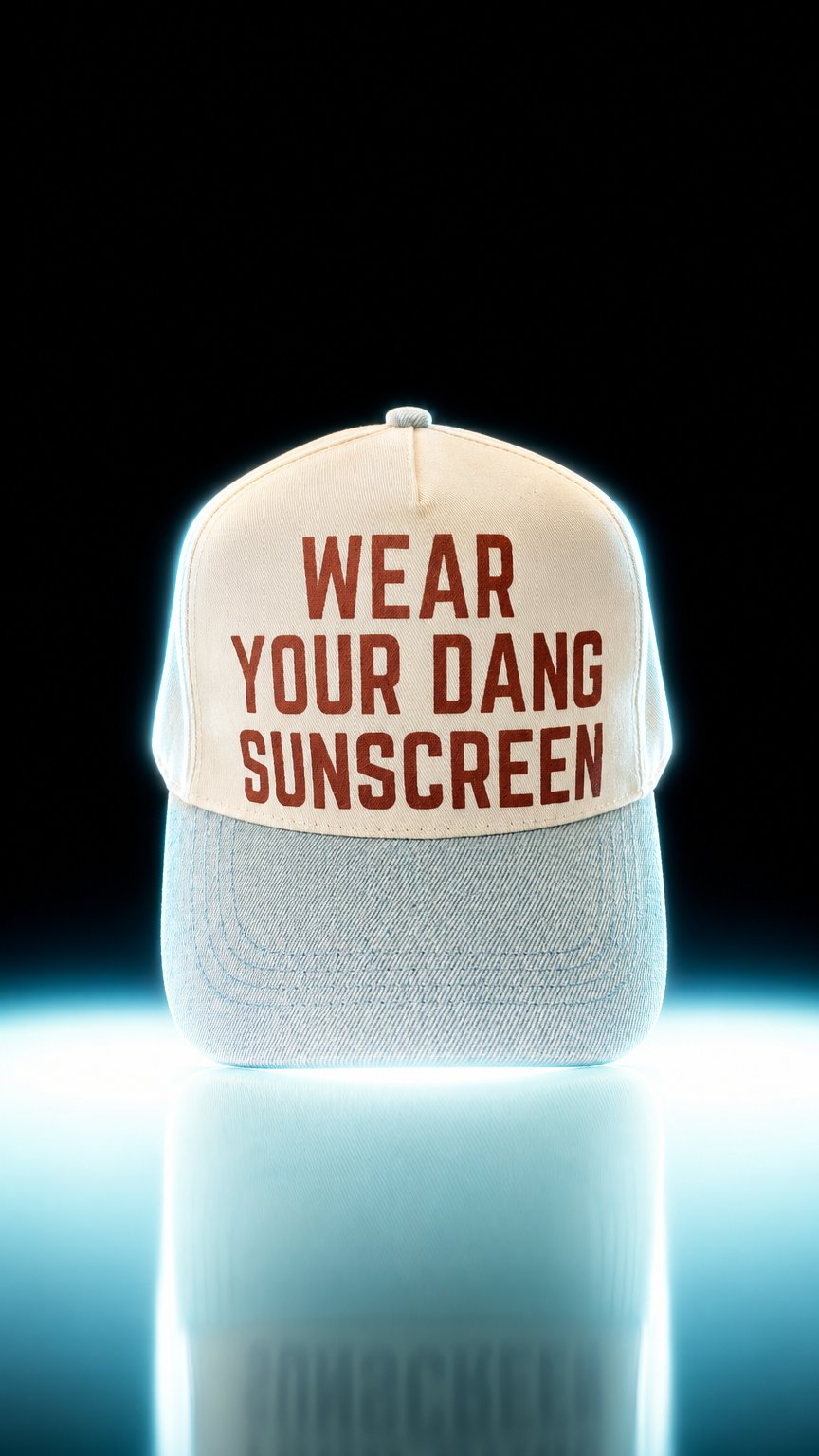 AI product shot of WEAR YOUR DANG SUNSCREEN HAT - Baseball cap