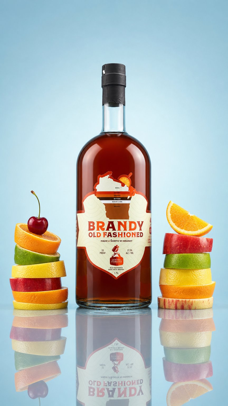 AI product shot of RTD Brandy Old Fashioned