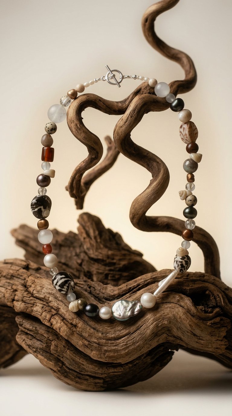 AI product shot of Earth & Tide Beaded Necklace