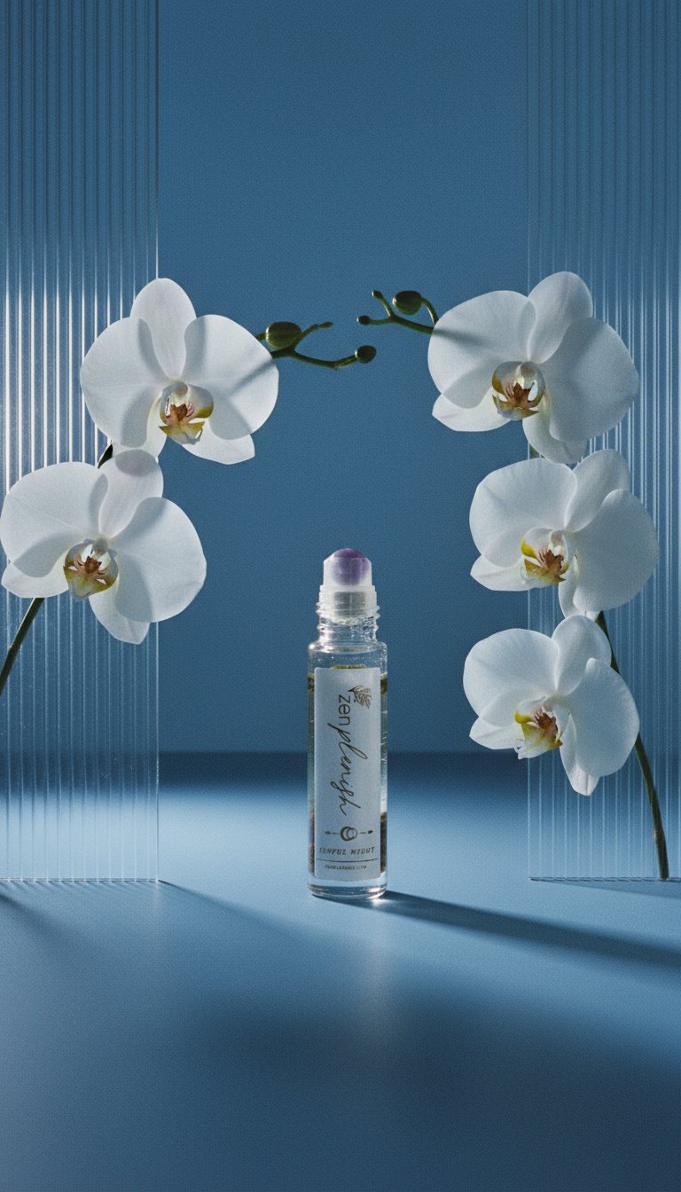 AI product shot of CLEAN LUXURY ESSENTIAL OIL ROLL-ON - ZENFUL NIGHT