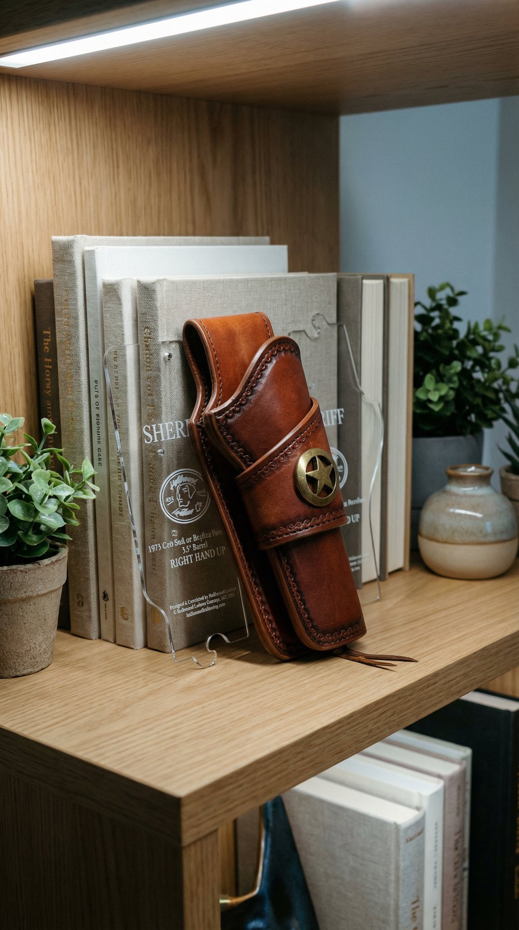 AI product shot of ACRYLIC TEMPLATE | SHERIFF WESTERN HOLSTER TEMPLATE | PATTERNS FOR LEATHERCRAFT