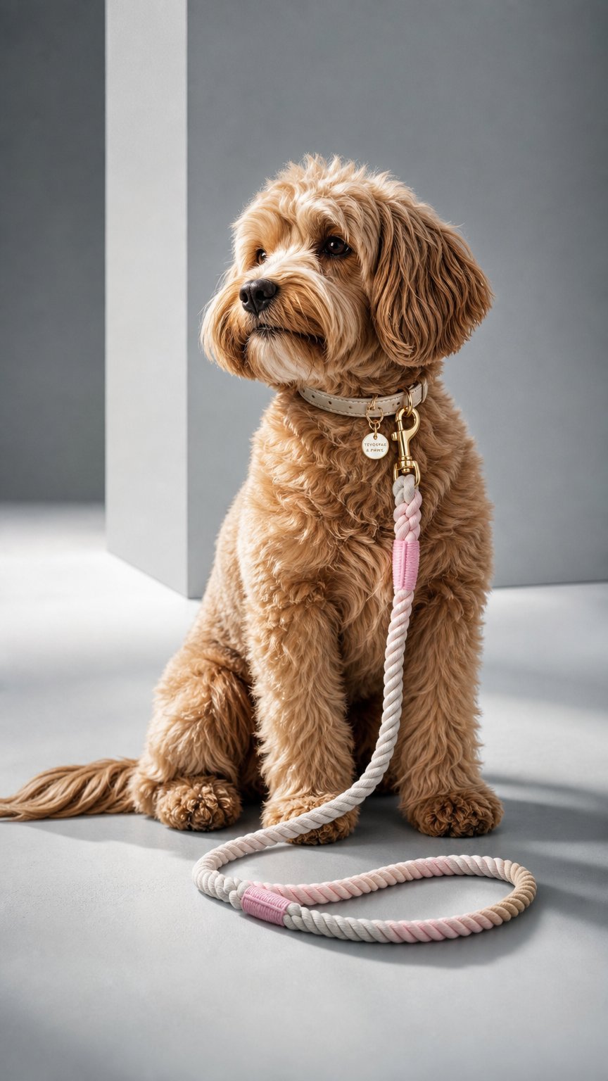 AI product shot of ハンズフリーリード 210cm CLAY PINK(クレイピンク) 小型犬・中型犬向け