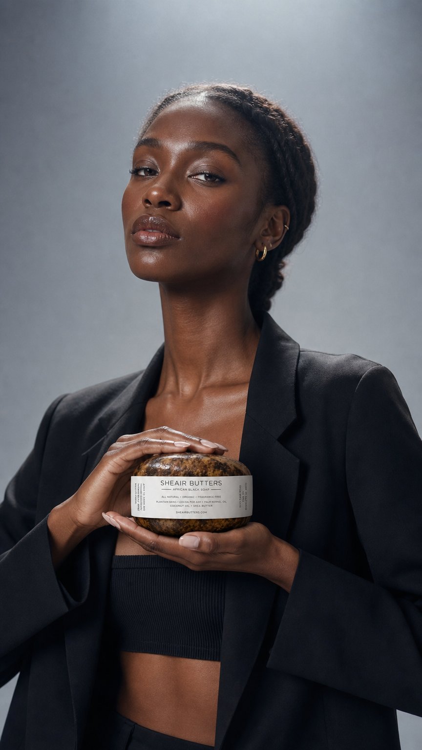 AI product shot of African Black Soap