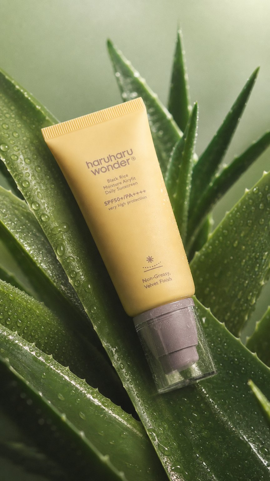 AI product shot of [HARUHARU WONDER] BLACK RICE MOISTURE AIRYFIT SUNSCREEN 50ML