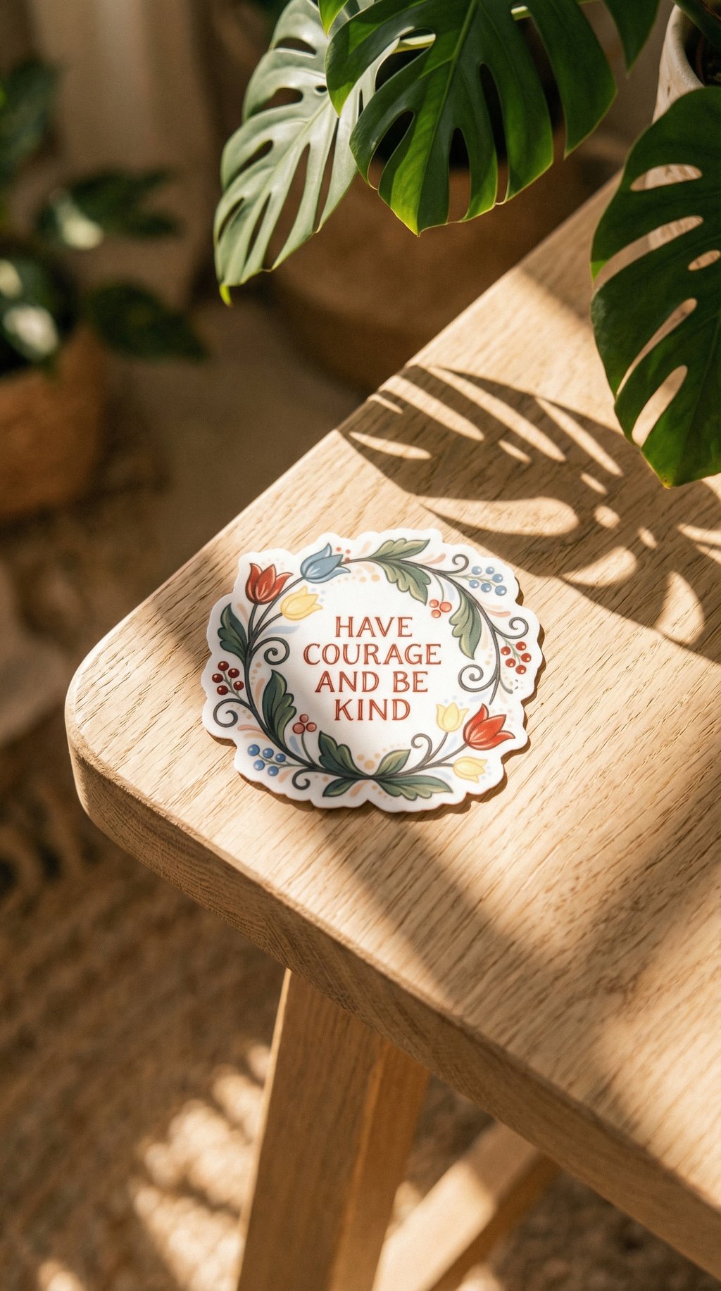 AI product shot of Have Courage and Be Kind Sticker