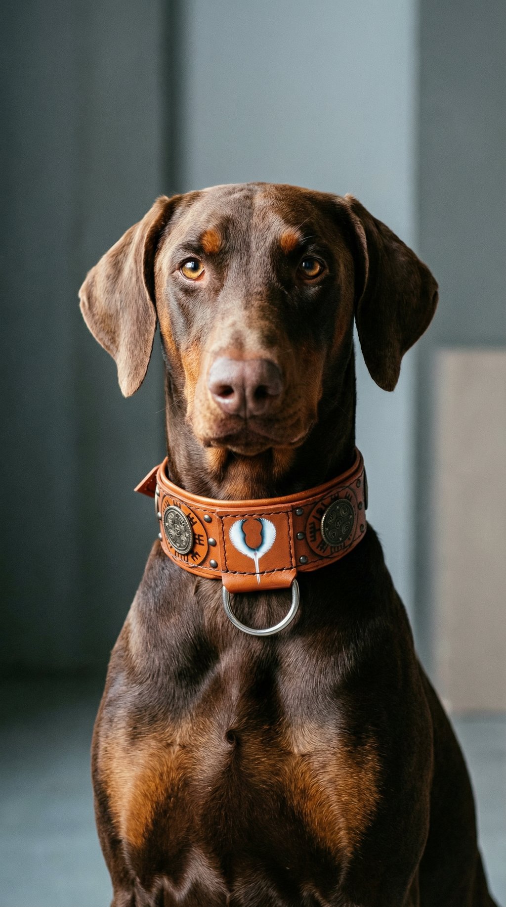 AI product shot of Valkyrie Angel of Death Wings Leather Dog Collar