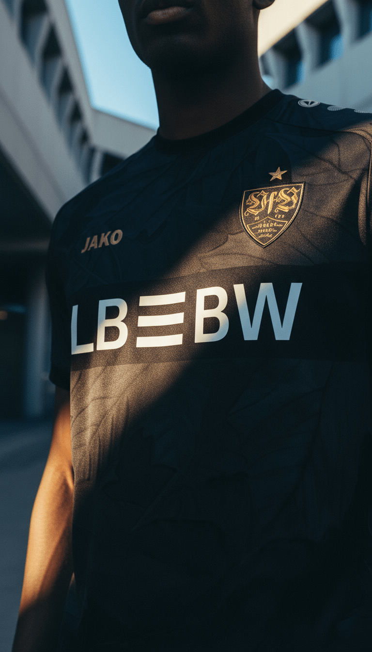 AI product shot of VfB Auswärtstrikot schwarz 25/26