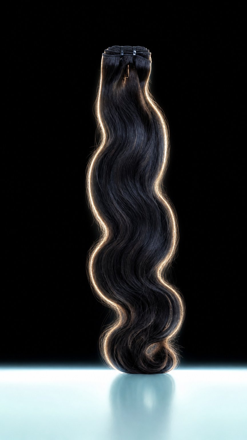 AI product shot of Raw Natural Wavy Bundle