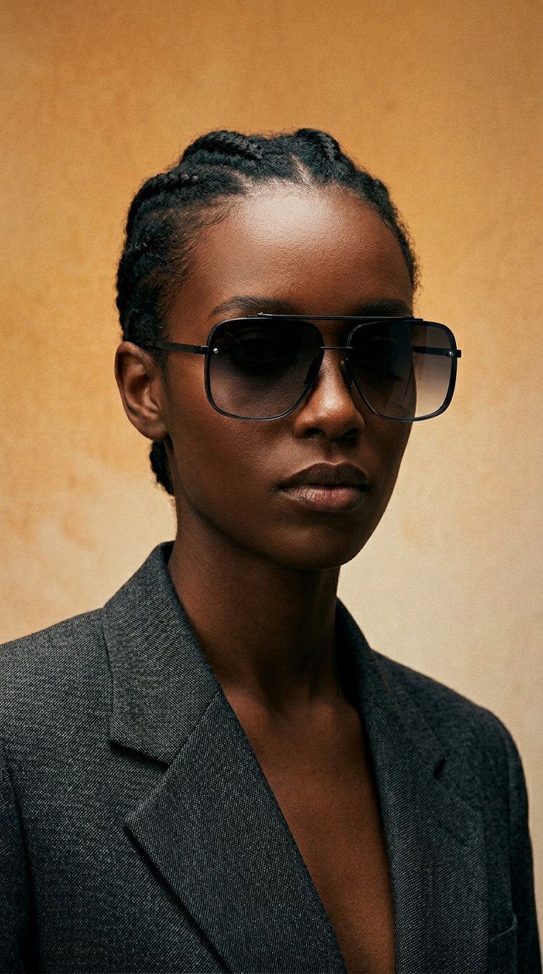 AI product shot of Bella Midnight - Tangle Free Aviator Sunglasses