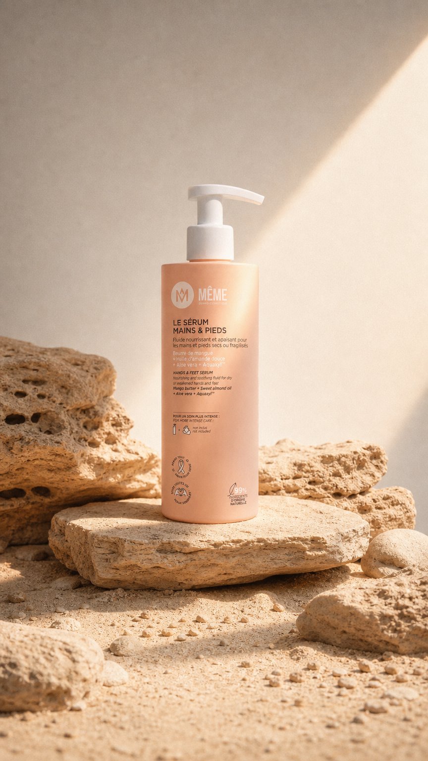 AI product shot of Hands & feet serum - large format