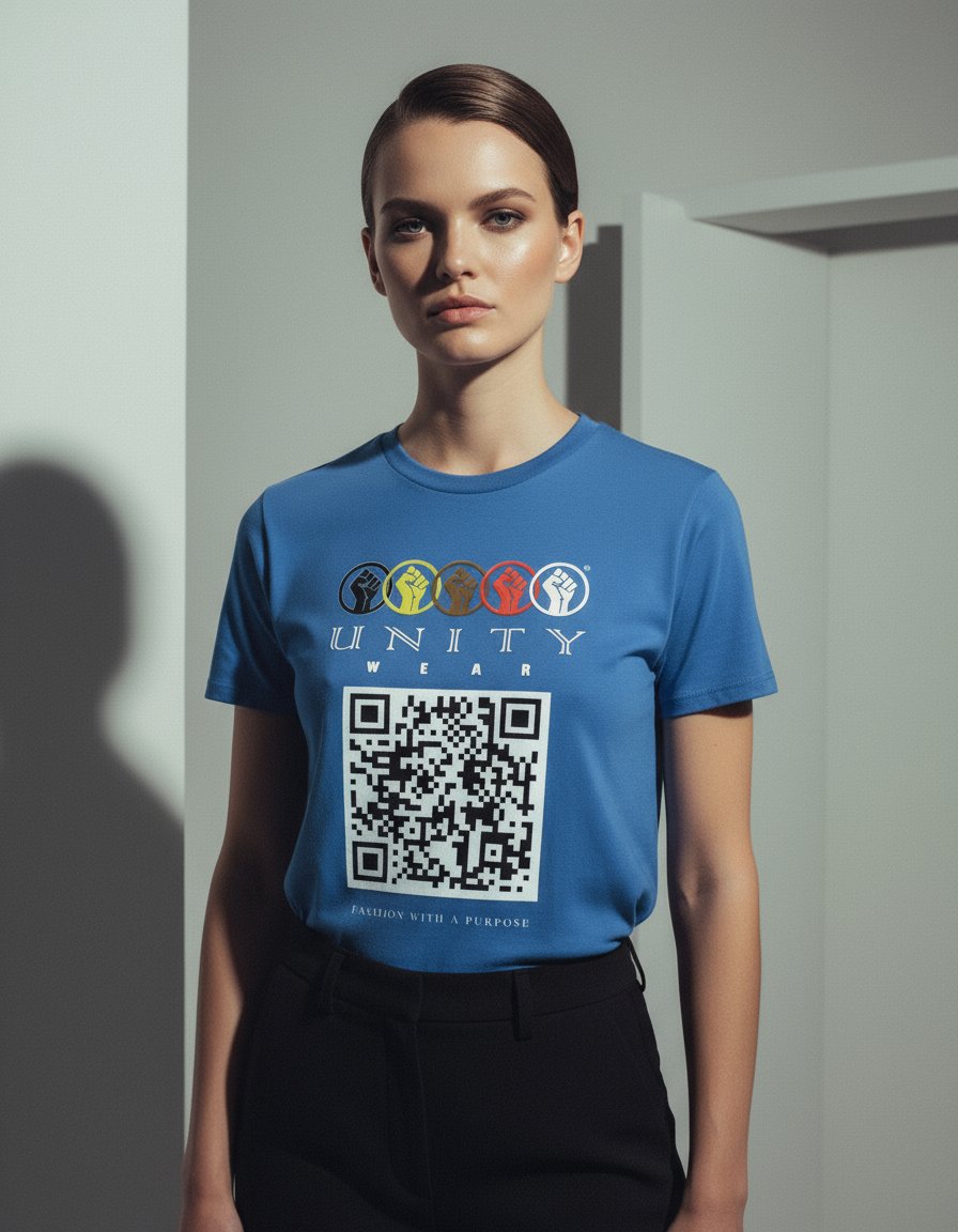 AI product shot of Unity Wear QR Code Men's Crew Neck T-shirt