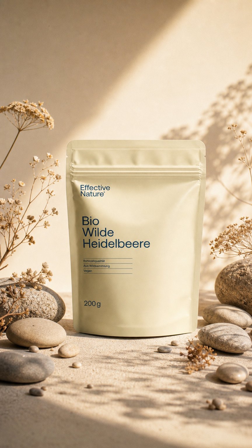 AI product shot of Bio Wilde Heidelbeere Pulver