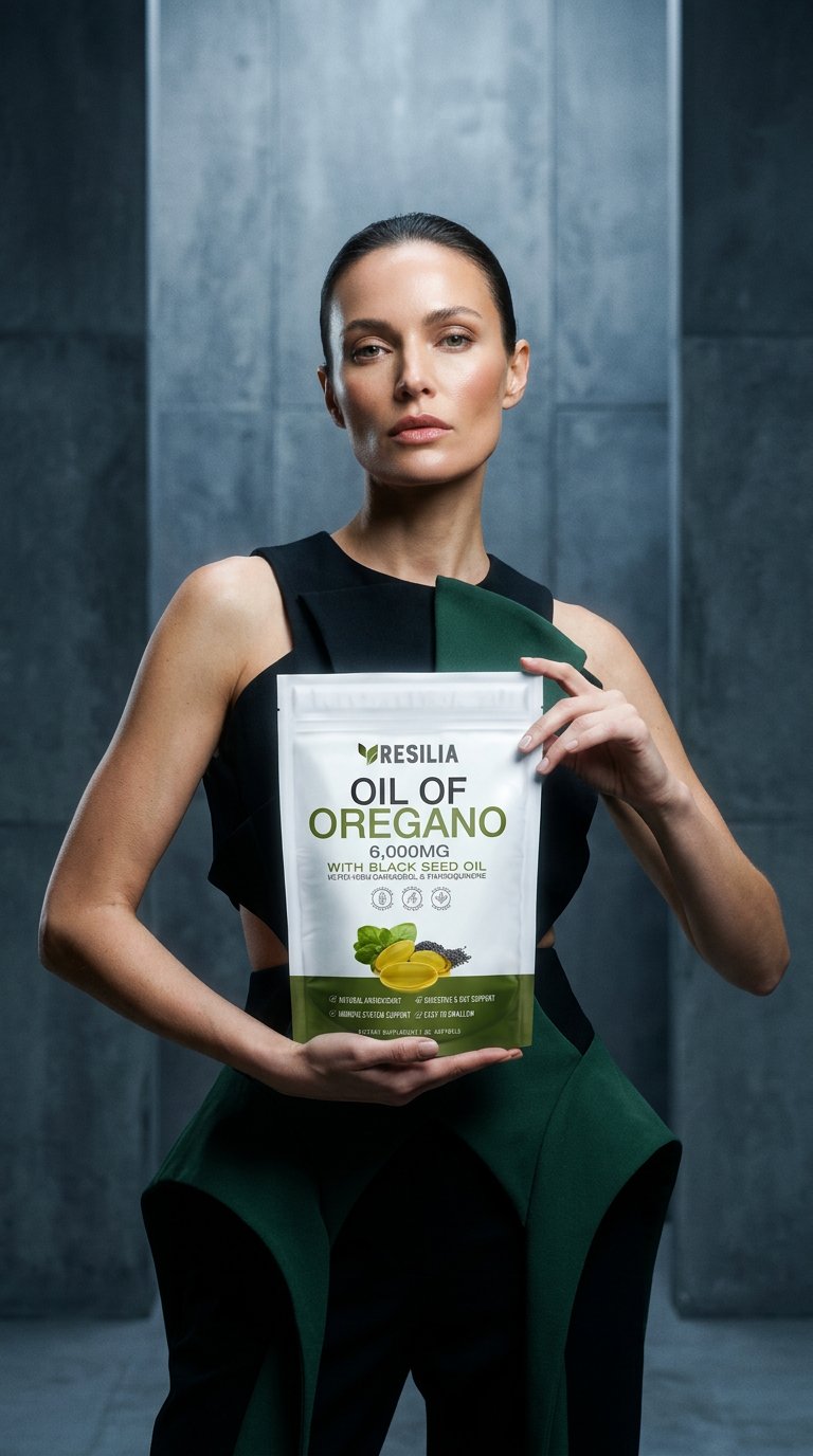 AI product shot of Resilia® Oil of Oregano + Black Seed Oil