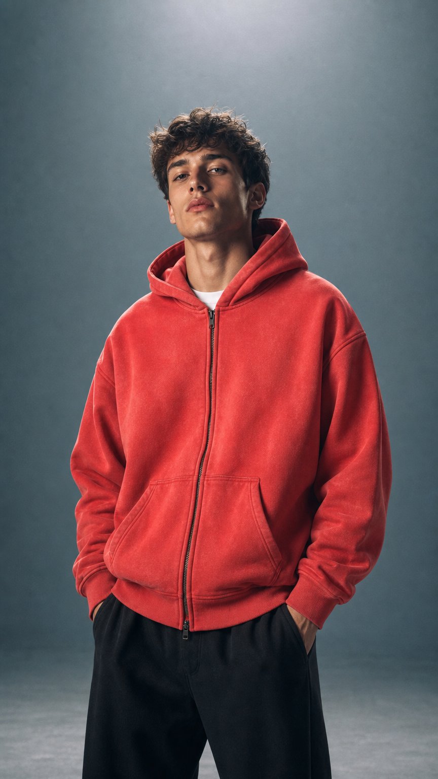 AI product shot of Washed Boxy Hoodie