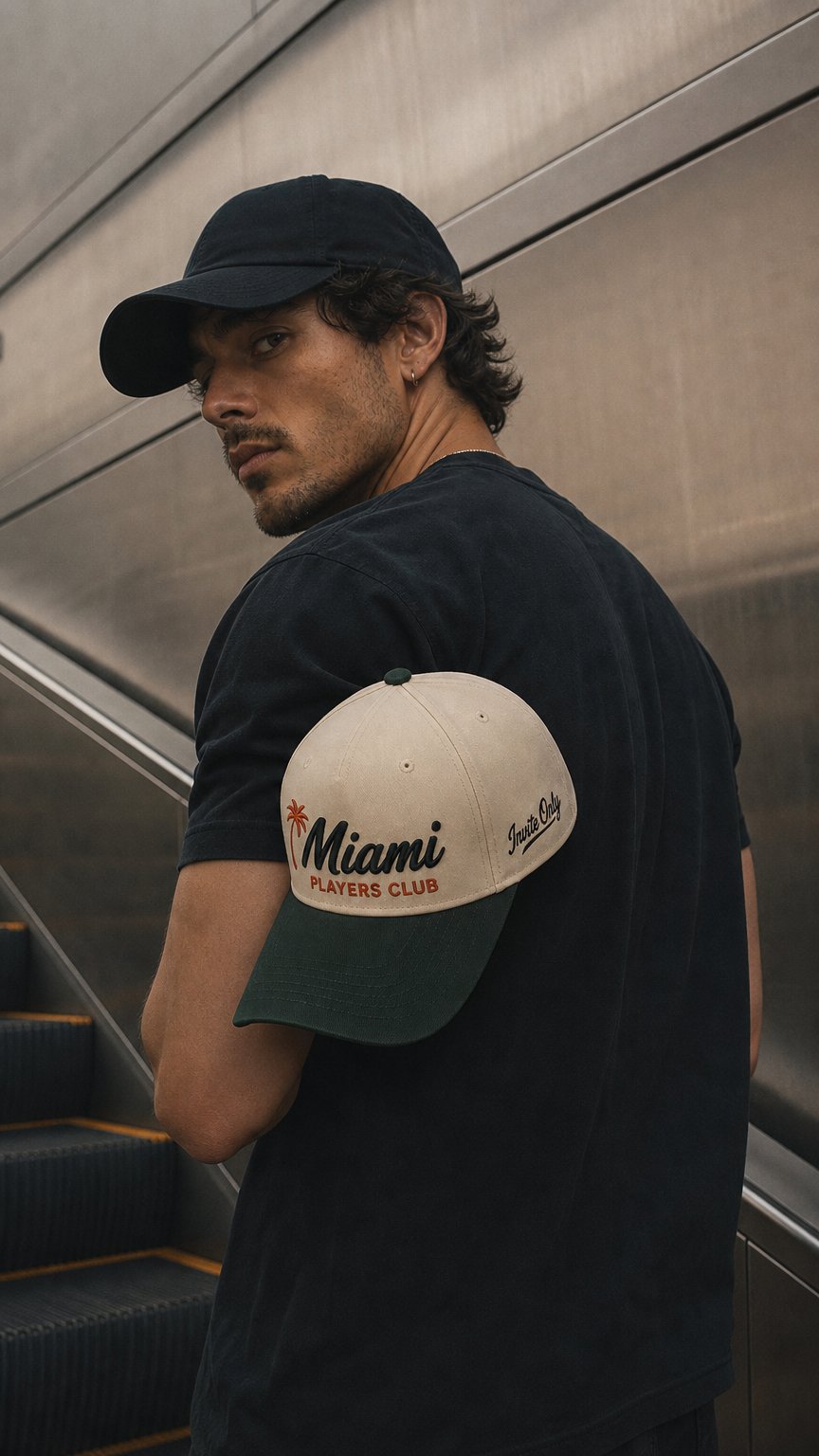 AI product shot of Miami Players Club Cap