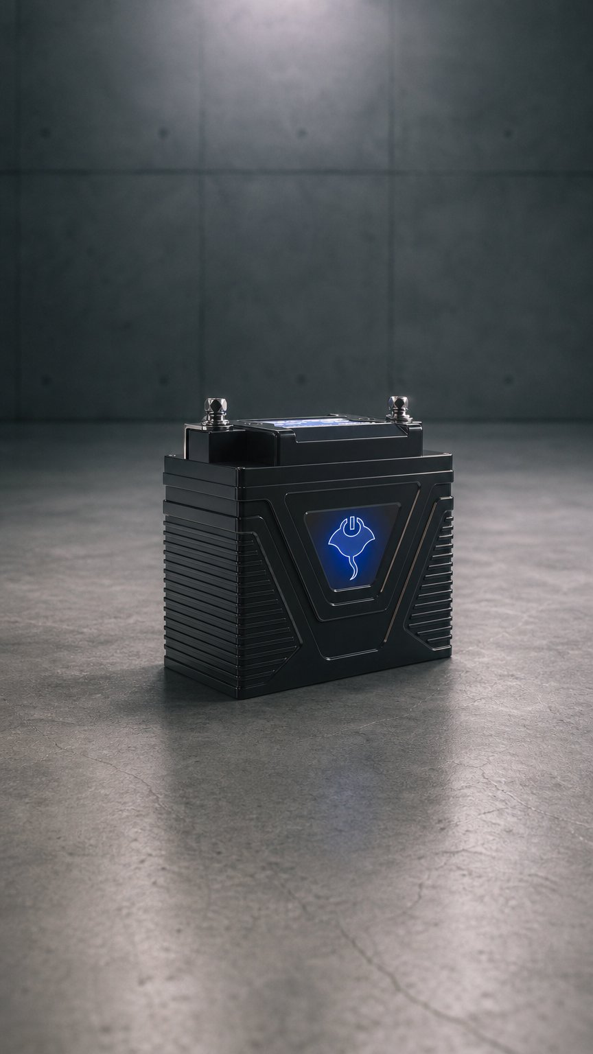 AI product shot of ABYSS® 12V 12Ah Power Sport Lithium Starting Battery