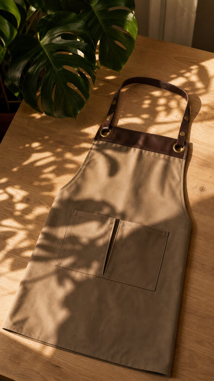 AI product shot of Espresso Bib Apron