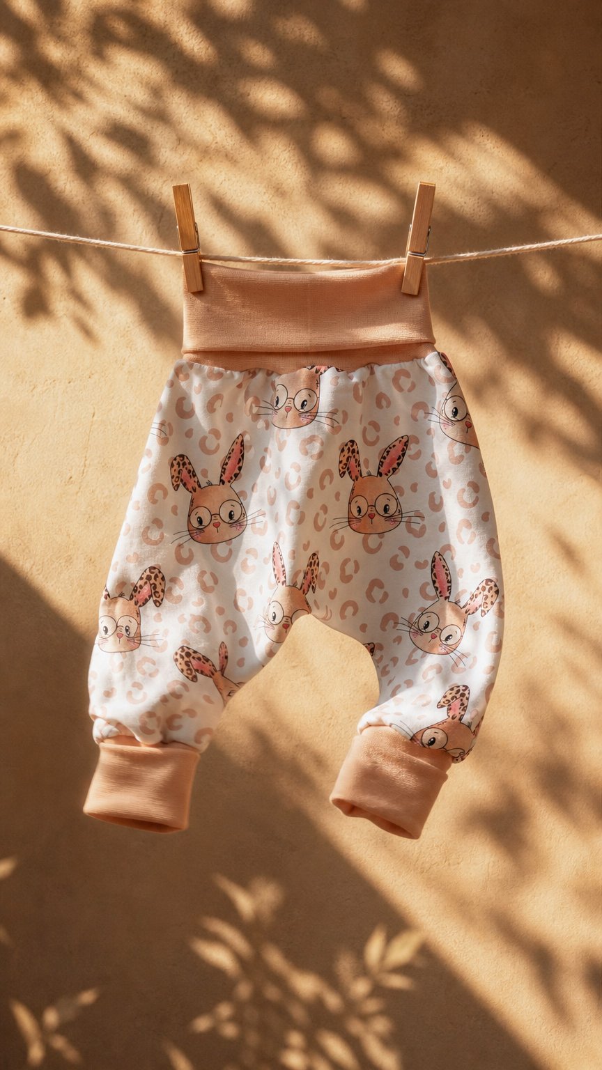 AI product shot of Mitwachshose Hase mit Leo – Größe wählbar