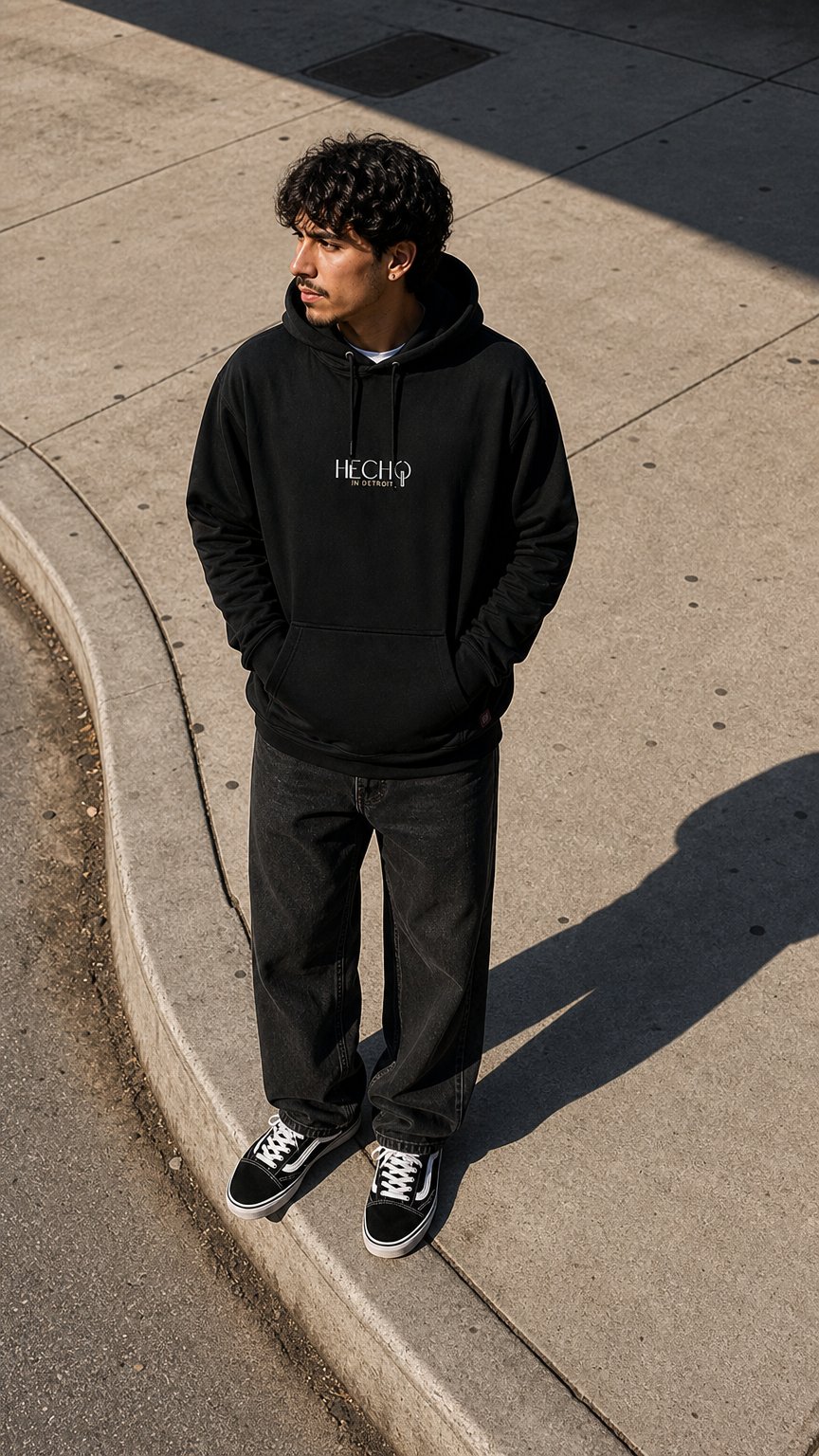AI product shot of HECHO IN DETROIT® Hoodie