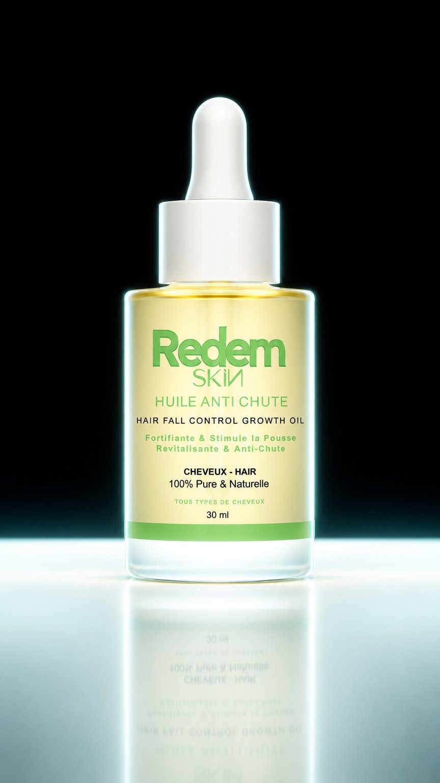 AI product shot of Huile Anti Chute – Redemskin