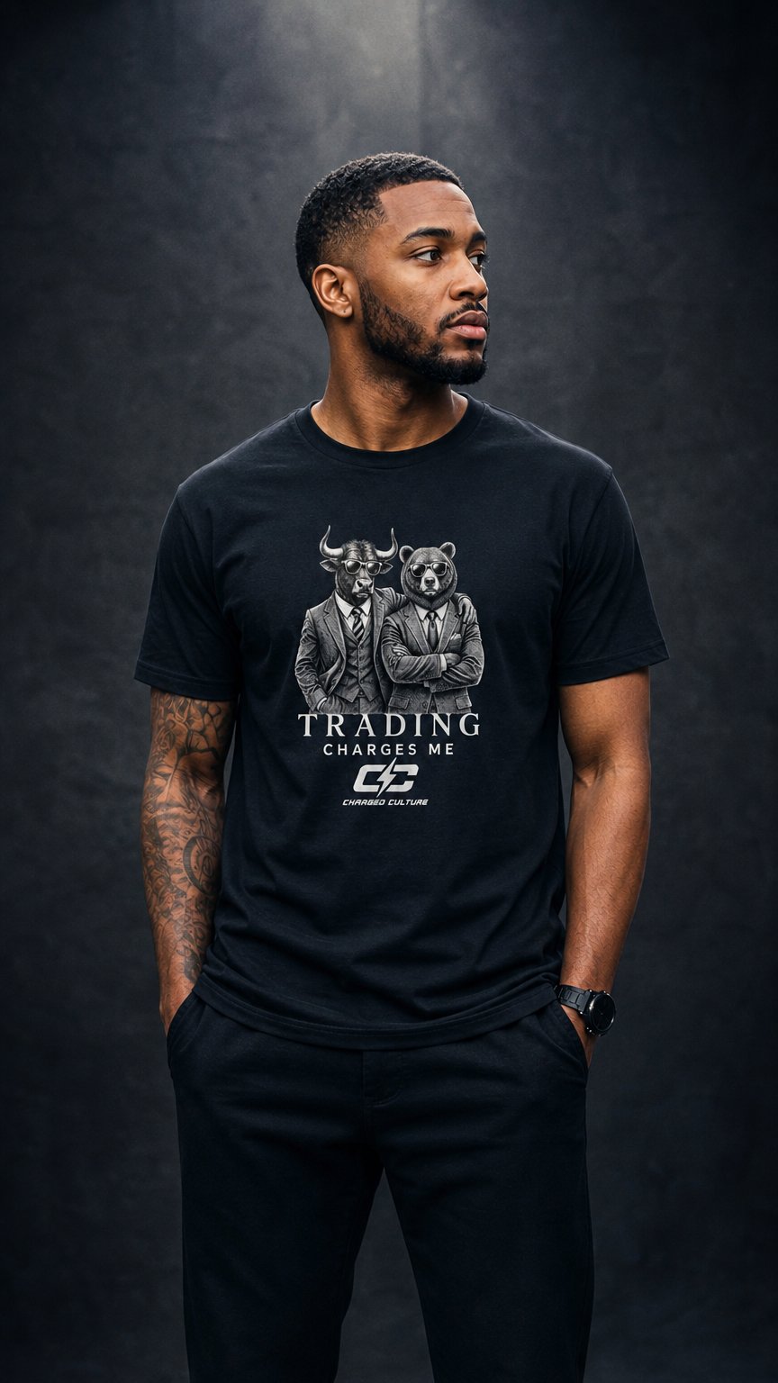 AI product shot of Trading Charges Me Premium T-Shirt