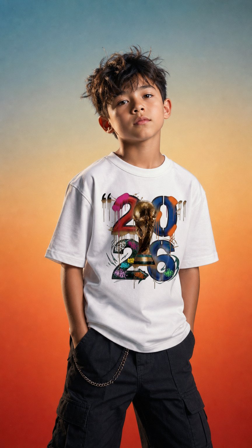 AI product shot of "FRVR!" 2026 World Cup Kid's T-Shirt