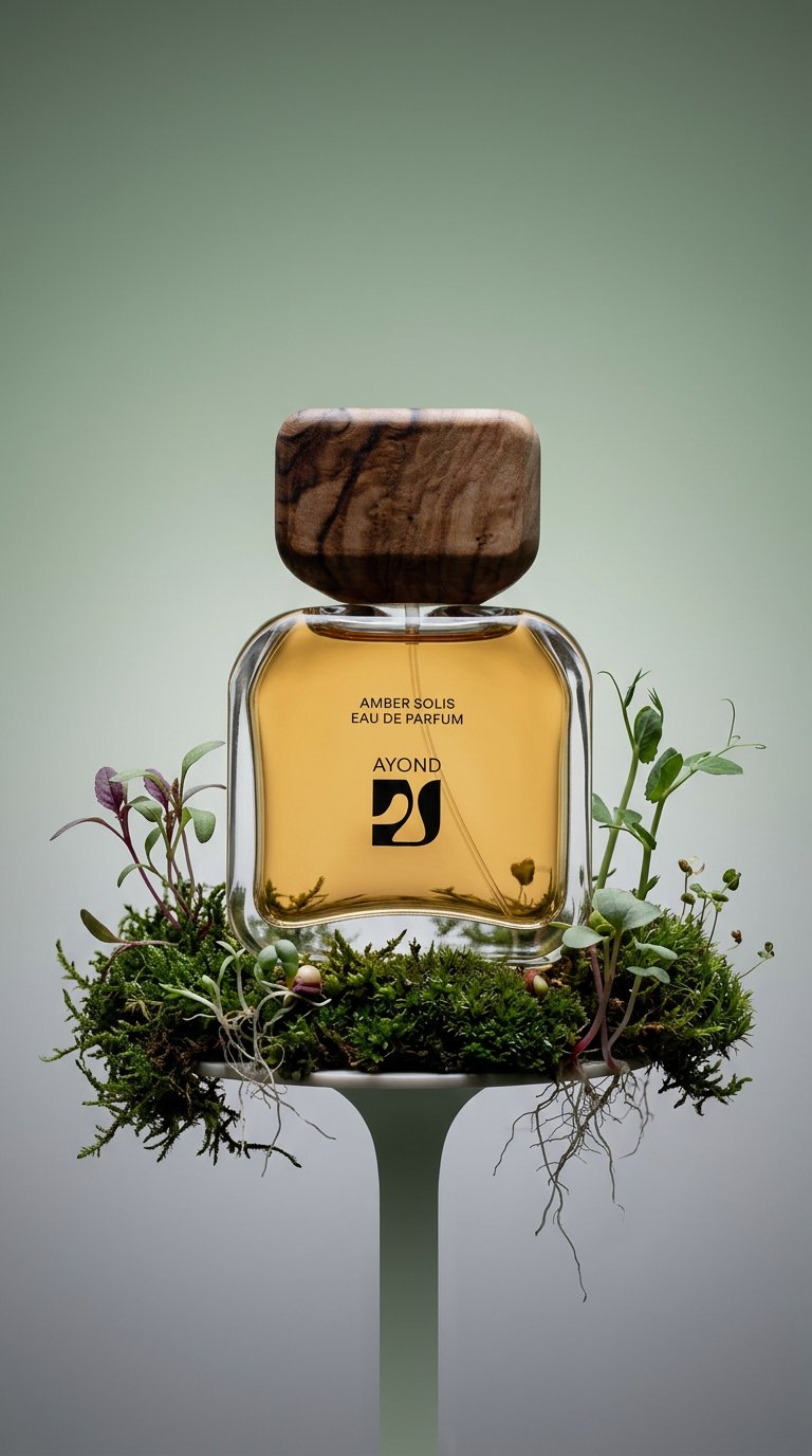 AI product shot of Amber Solis Eau de Parfum