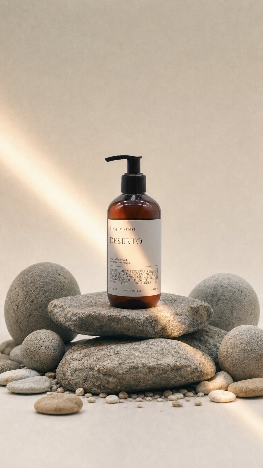 AI product shot of DESERTO: HAND AND BODY WASH