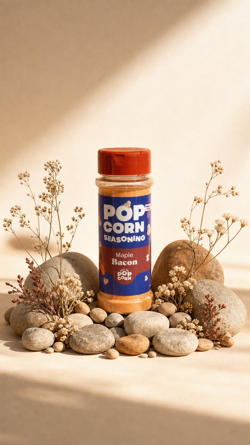 AI product shot of Maple Bacon Popcorn Seasoning 80g