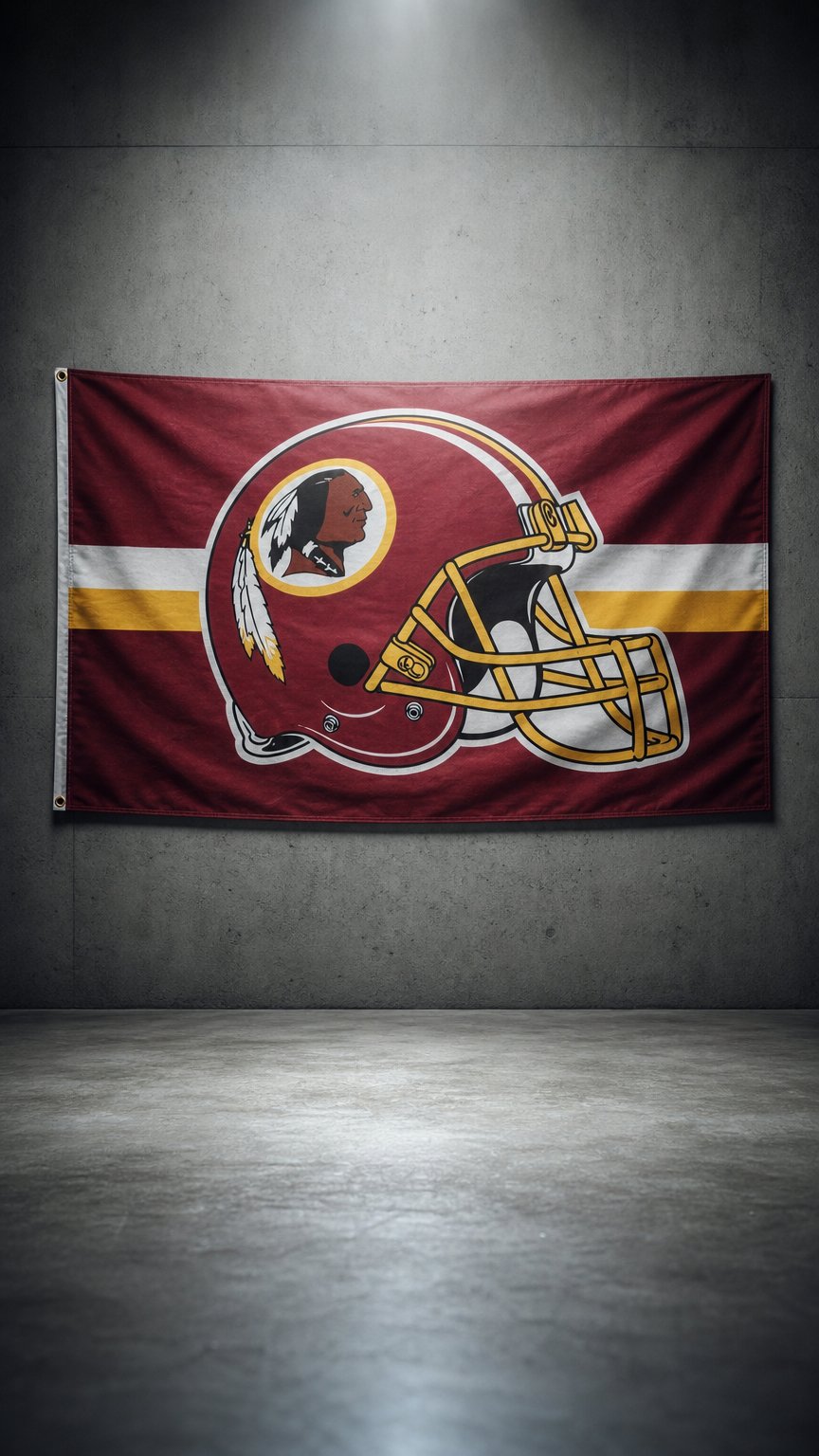 AI product shot of Washington Redskins Helmet & Stripe Flag D-Rings 3×5 FT