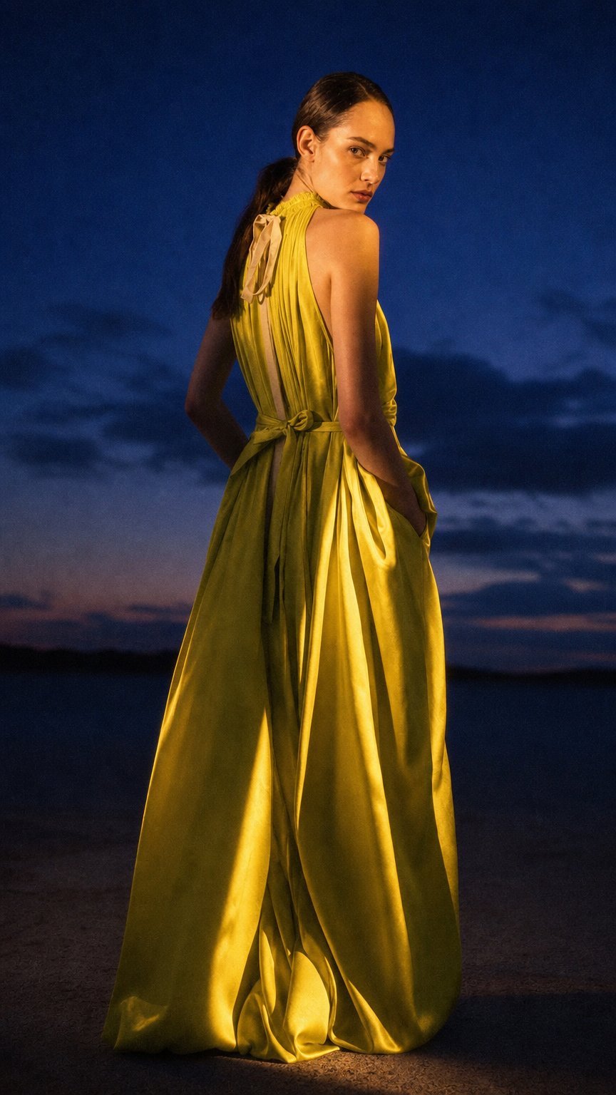 AI product shot of Frida sleeveless viscose long dress