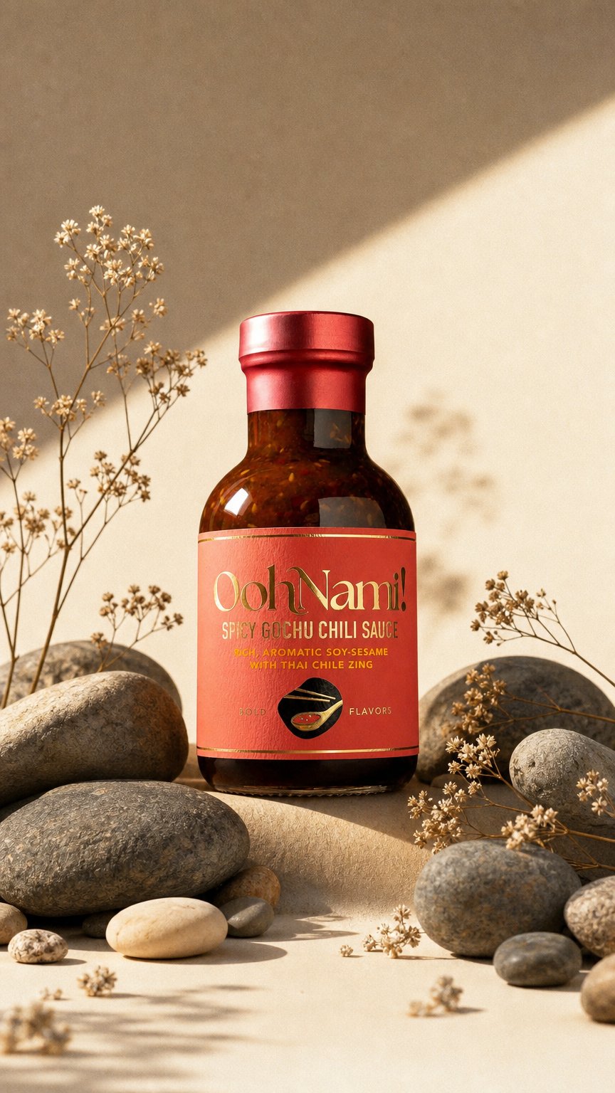 AI product shot of Spicy Gochu Chili Sauce